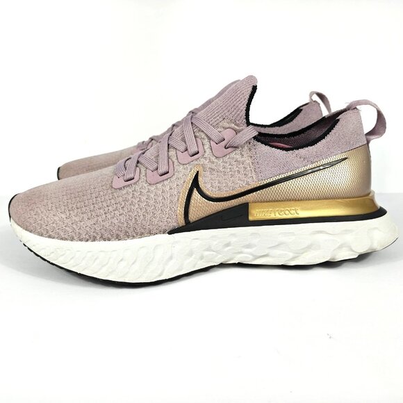 Nike React Infinity Run Flyknit Womens 10 Shoe Plum Fog Metallic Gold CD4372-500 - Picture 11 of 16